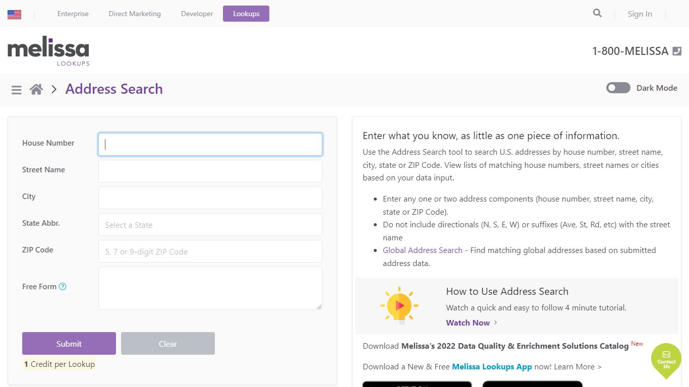 Address Search Tool | Melissa Lookups